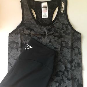 Gymshark Camo Seamless Tank Top & Training Quad Shorts Set
